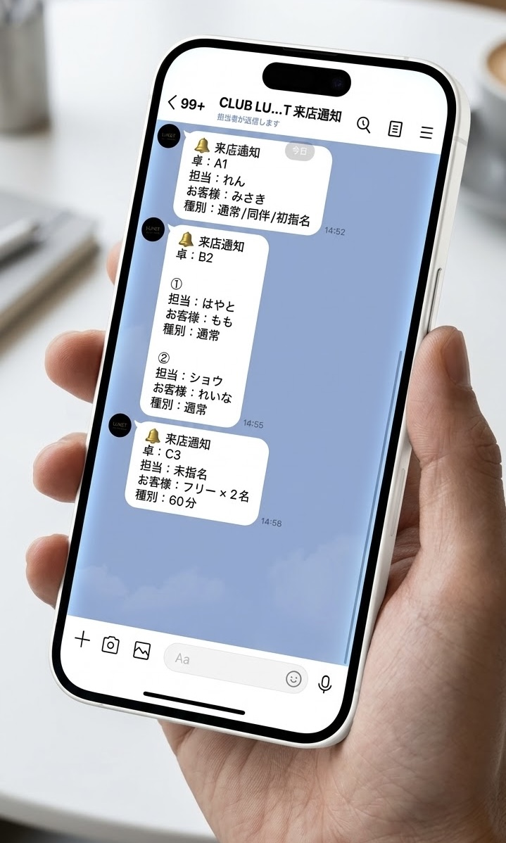 来店自動LINE通知のスマートフォン画面